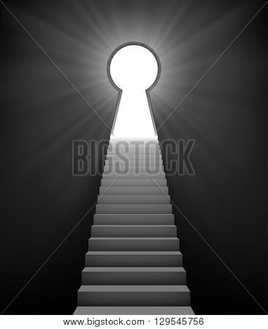 ladder to door in form keyhole. vector illustration.