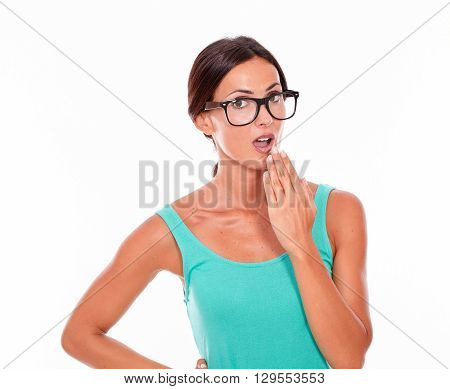 Mistaken Caucasian Woman With A Hand To Mouth