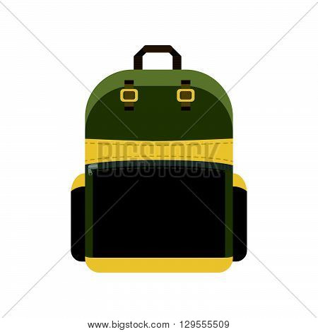 Green backpack isolated on white background. flat style trendy modern vector illustration
