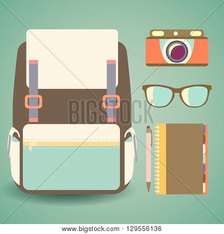 Set Of Objects In A Flat Style.