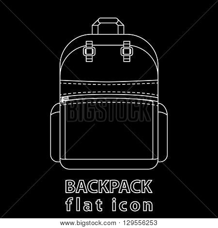 Monochrome flat icon on black background. Backpack Line icon.