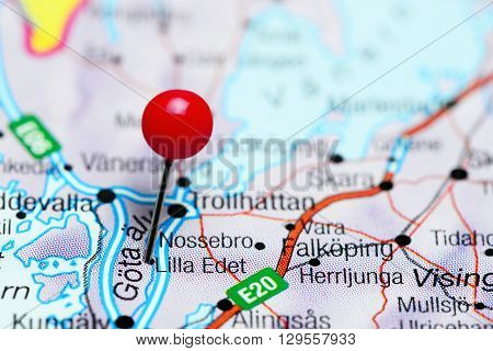 Lilla Edet pinned on a map of Sweden