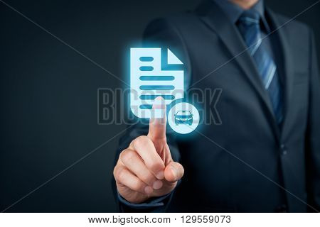 Car (automobile) leasing insurance purchase contract and another car agreements concept.