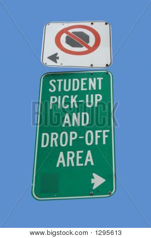 Estudante Drop Off sinal de área