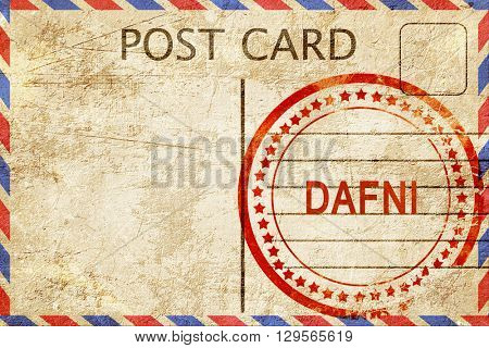 Dafni, vintage postcard with a rough rubber stamp