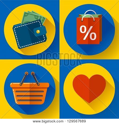 Set of flat shopping icons. Vector illustration