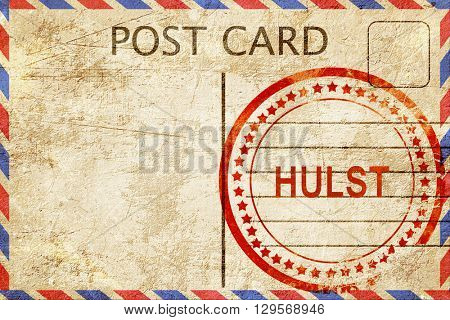 Hulst, vintage postcard with a rough rubber stamp