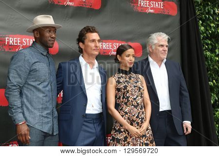 LOS ANGELES - MAY 11:  Mahershala Ali, Matthew McConaughey, Gugu Mbatha-Raw, Gary Ross at the Free State Of Jones Photocall at the Four Seasons Hotel Los Angeles on May 11, 2016 in Los Angeles, CA