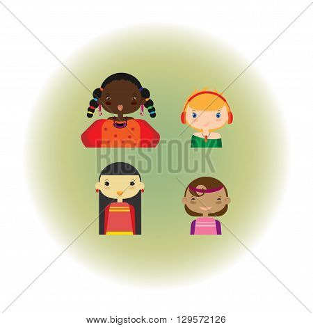Elegant girl in ethnic costumes, made in a flat plot.