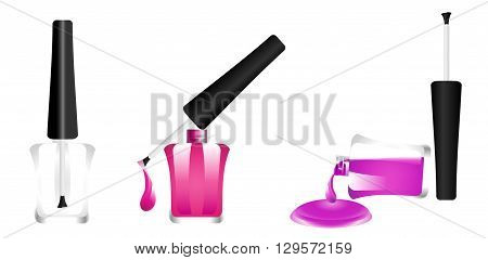 Nail polish color and transparent with a brush
