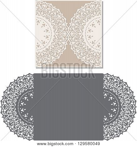 Laser Cut Envelope Template For Invitation Wedding Card.eps