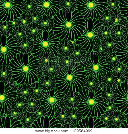Green flowers with emerald Shine, seamless pattern of magical plants
Green flowers with emerald Shine, seamless pattern of magical plants