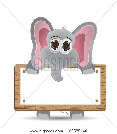 cute vector elephant with blank text box where you can put your text