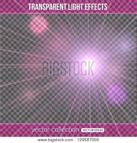 Abstract sun or star with glowing effect. Glowing Sun over transparent background. Vector illustration with abstract sun.