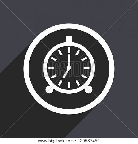 flat design alarm clock vector icon