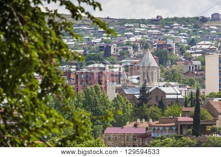 Tbilisi, Georgia - May 07, 2016: Metekhi Church Above The Kura River In Tbilisi, Georgia.