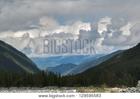 Akkem valley is Akkem lake and Akkem river near Beluha peak, Altai. Russia