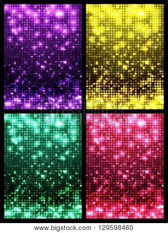 Bright Disco Mosaic Backgrounds Set