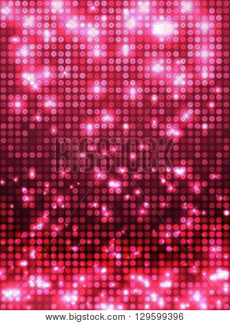 Pink vector neon metallic mosaic with spots light. Bright sparkling base for your design. Abstract glitter background for decoration party, disco flyers, posters, banners, advertisement, wrapping