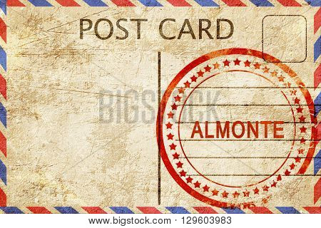 Almonte, vintage postcard with a rough rubber stamp