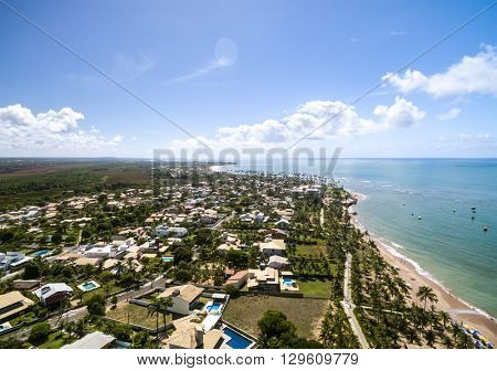 Aerial View of Coastline North of Bahia, Brazil