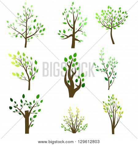 Collection of different vector trees . vector set trees .