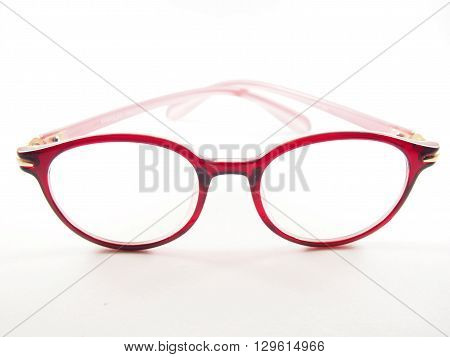 Red glasses frame modern style for eyesight fashion on white background