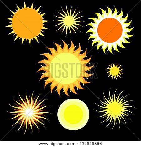 set of different vector images of the sun