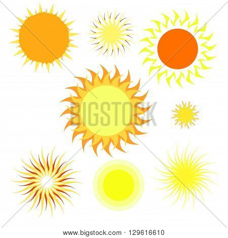 set of different vector images of the sun