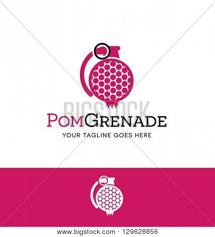 stylized pomegranate in a grenade shape logo for business, organization or website