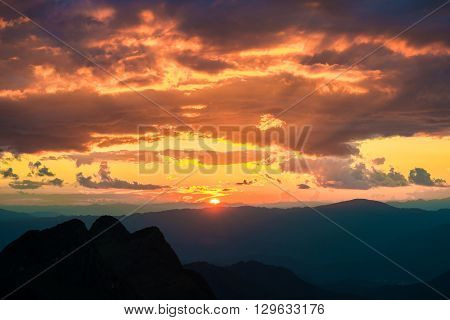 Sunset On High Sub Alpine Mountain