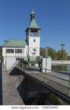 historical Dam on the lake in augsburg