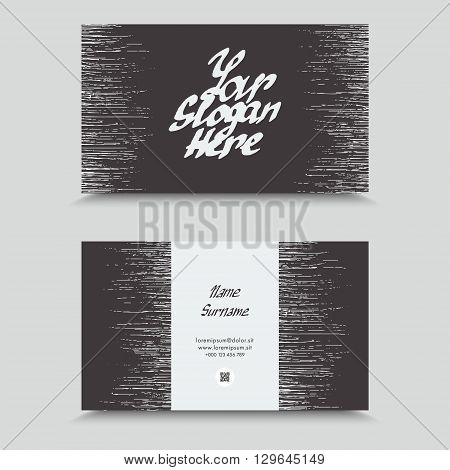 Visit Card With Hand Drawn Abstract Elements. Hand Drawn Business Card Template Design.