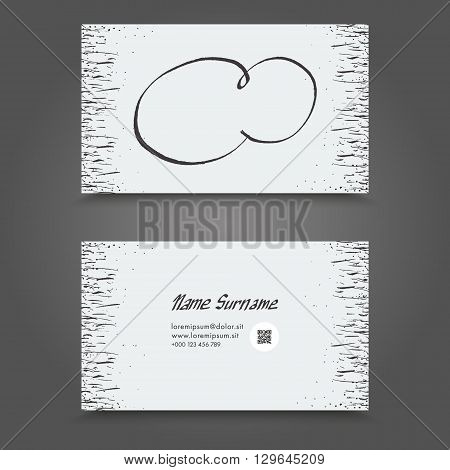 Visit Card With Hand Drawn Abstract Elements. Hand Drawn Business Card Template Design.