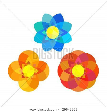 Set of geometry mandala flowers. Vector illustration.