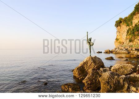 BUDVA MONTENEGRO - SEPTEMBER 18 2015: The sculpture 