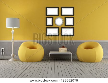 Yellow And Grey Old Interior