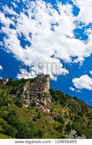 Landscape around river Uvac gorge at sunny summer morning, southwest Serbia