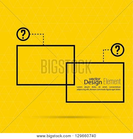 Question mark blank template. Help symbol. FAQ sign icon. Empty vector form.  information, text box, textbox on yellow background. Speech Bubbles.