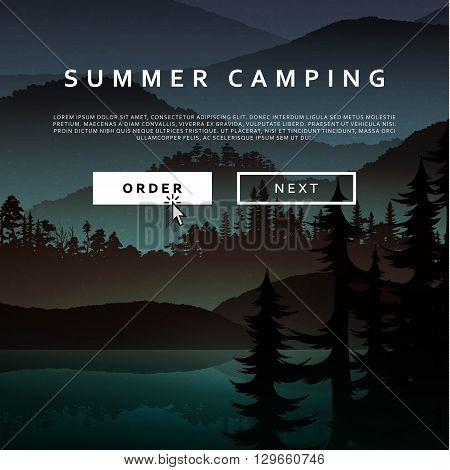 Summer landscape of nature. Nature and landscape. Landscape mountain  forest and lake. Advertising background travel and camping. Mountain forests and rivers.  National Park. Background  gaming .