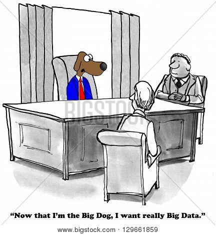 Business cartoon about big data and the big boss.
