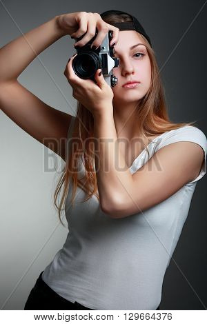 young woman portrait studio shot. A Studio Portrait Of Smiling Girl