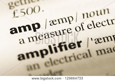 Close Up Of Old English Dictionary Page With Word Amp.
