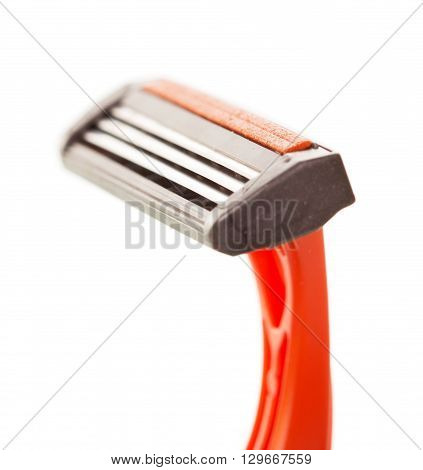 Razor blade macro isolated on white background