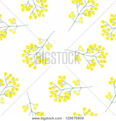 seamless pattern watercolor yellow branch on  the white background