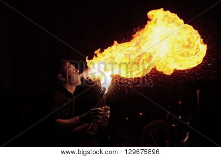 CHRUDIM (CZE) 02/04/2016 _ Fireshow of bartender Petr Hurta