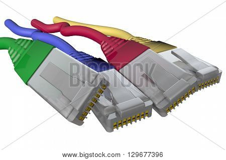 3D model computer connector (RJ10, RJ11, RJ12, RJ45)