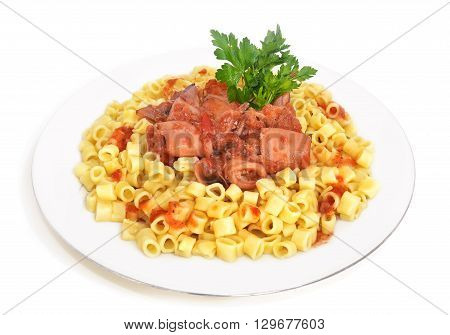 cuttlefish with spaghetti and parsley - greek lenten food