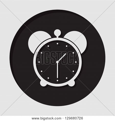 information icon - dark circle with white alarm clock and shadow