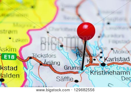 Grums pinned on a map of Sweden
